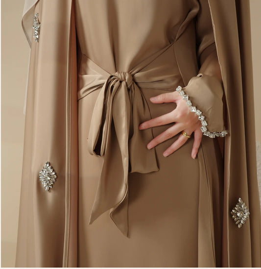 Bridal abaya champagne
