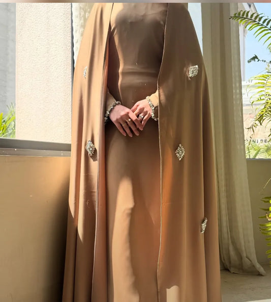 Bridal abaya champagne