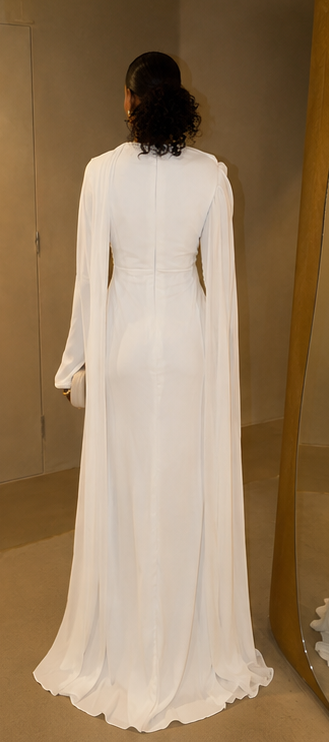 Ivory Draped Cape Gown
