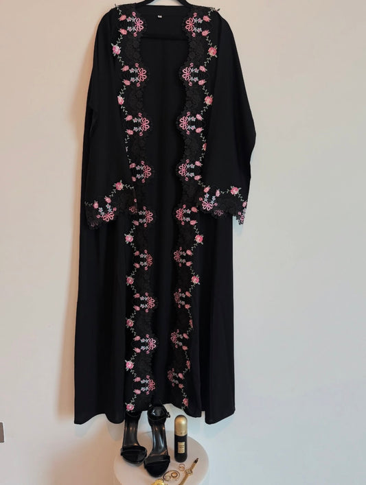 Lace floral abaya(preorder)